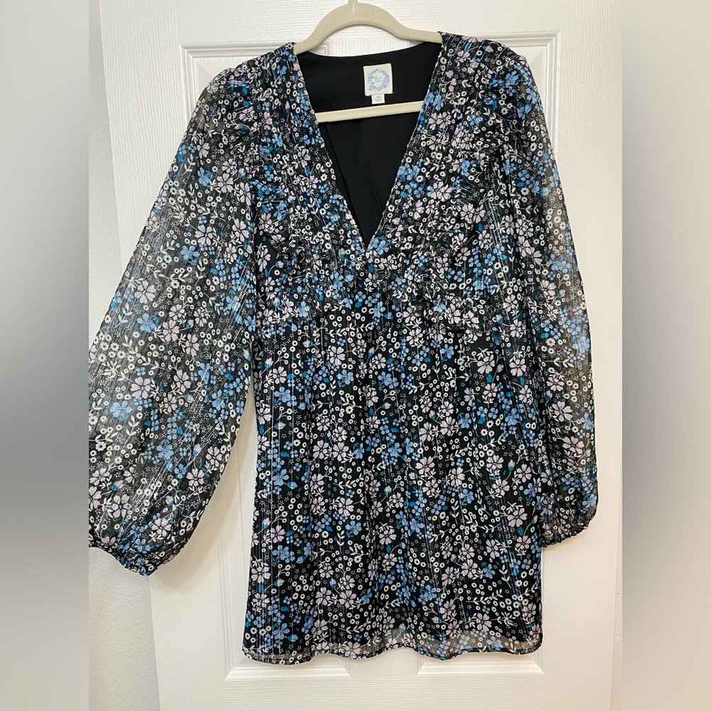 Blue and Black size S dress. With ballon Sleeves. Blue Rain brand